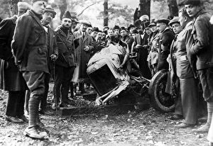 Racing Car Gallery: Louis Zborowskis Mercedes after his fatal crash at Monza, Italy, 1924. Creator: Unknown