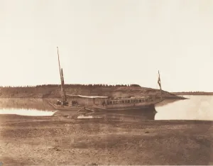 Louksor, Petit Bras du Nil - Barque de Voyageurs, 1851-52. Creator: Felix Teynard