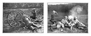 L'Outillage Ennemi et le Notre; La manoeuvre de notre canon de 37, sur roues ou sur affut, 1918. Creator: Unknown