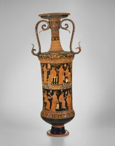 Loutrophoros (Container for Bath Water), 350-340 BCE. Creator: Varrese Painter