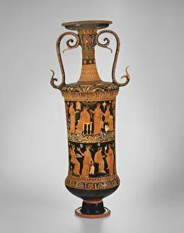 Terracotta Collection: Loutrophoros (Container for Bath Water), 350-340 BCE. Creator: Varrese Painter