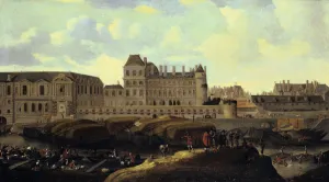 Louvre and Petit Bourbon seen from the Seine, Paris, 17th century. Artist: Reinier Zeeman