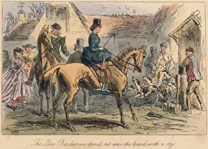 Hk Phiz Browne Prints: The Love Box door was opened, out came the hounds with a cry