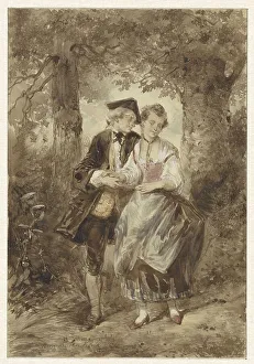 Prepared Paper Prints: In love couple in the forest, 1832-1891. Creator: Herman Frederik Carel Ten Kate