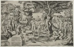 Love in the Elysian Fields, 1563. Creator: Giulio Bonasone (Italian, c. 1510-aft 1576)