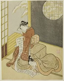 Chuban Surimono Gallery: The Love Letter, 1765. Creator: Suzuki Harunobu