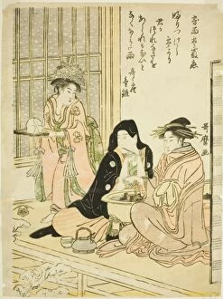 Tray Collection: Love in Rain, Snow and Hail (Ame yuki arare ni yosuru koi), Japan, c. 1785