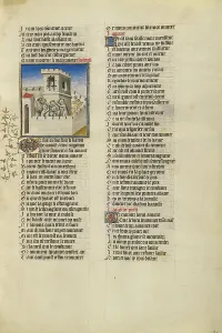 The Lover Seized by the Personifications of Shame, Anxiety, and Resistance, about 1405. Creator: Unknown