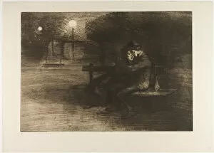 Benches Gallery: Lovers on a Bench, 1902. Creator: Theophile Alexandre Steinlen