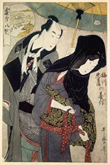 Adoring Prints: The Lovers, Chubei and Umegawa, late 18th / early 19th century. Artist: Kitagawa Utamaro