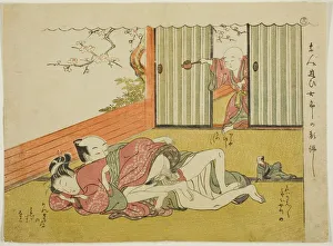 Koryusai Isoda Prints: Lovers Interrupted, sheet 18 from the series Poems of the Husband and Wife Mane