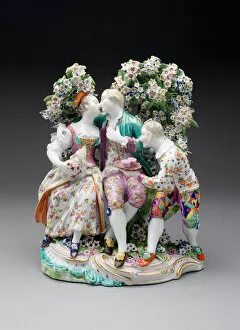 Kissing Gallery: Lovers and Jester, Derby, c. 1765. Creator: Derby Porcelain Manufactory England