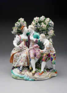 Cups Prints: Lovers and Jester, Derby, c. 1765. Creator: Derby Porcelain Manufactory England
