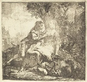 Gabriel Jacques De Saint Aubin Prints: The Two Lovers (Les deux amants), 1750. Creator: Gabriel de Saint-Aubin