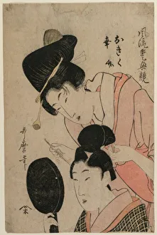 Utamaro Ii Prints: The Lovers Okiku and Kozuke…, mid 1800s. Creator: Utamaro II (Japanese)