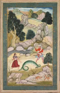 Lovers Parting, Page from a Book of Fables, c. 1590-95. Creator: Unknown