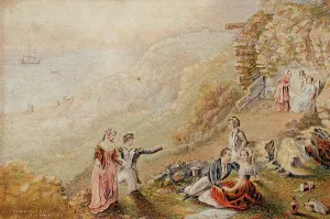 Baxter George Prints: Lovers Seat, Hastings, 1850. Creator: George Baxter