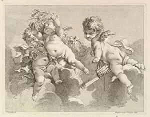 Cherub Collection: Three Loves, One holding a Quiver, the Other, Grapes, 1727-60