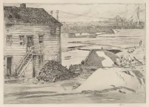 Frederick Childs Hassam Prints: Low Tide, Cos Cob Bridge, 1915. Creator: Frederick Childe Hassam
