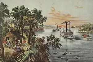 Negro Collection: Low Water In The Mississippi, pub. 1868, Currier & Ives (Colour Lithograph)