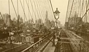 Brooklyn Collection: Lower Manhattan Viewed Through The Network Of Cables On Brooklyn Suspension Bridge, c1930