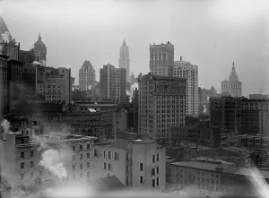 Skyscraper Prints: Lower N.Y. from Coenties Slip, between c1910 and c1915. Creator: Bain News Service