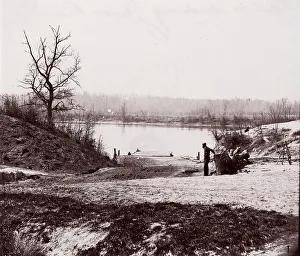 Andrew J Russell Prints: Lower Pontoon Bridge, Deep Bottom, James River, 1864. Creator: Andrew Joseph Russell