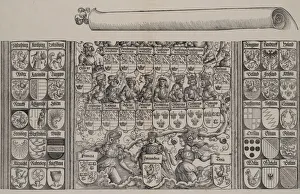 Hans Springinklee Prints: The Lower Portion of the Genealogy of Maximilian; with the Left Edge of the Scroll for