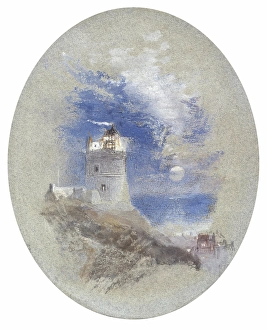 Misty Prints: Lowestoffe Lighthouse, about 1827. Creator: JMW Turner