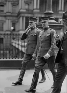 Lt. Col. James Guthrie Harbord, U.S.A. Right, with Pershing, 1917. Creator: Harris & Ewing. Lt. Col. James Guthrie Harbord, U.S.A. Right, with Pershing, 1917. Creator: Harris & Ewing