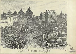 Kremlin Gallery: Lubyanoi Rynok (Wood market) at the Truba (Trubnaya Square) in Moscow, Early 1920s