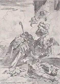 Three Lucchese saints Sts Nicholas Tolentino, Nicholas of Bari interceding with the Three Lucchese saints Sts Nicholas Tolentino, Nicholas of Bari interceding with the