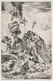 Santa Gallery: Three Lucchese saints Sts Nicholas Tolentino, Nicholas of Bari interceding with the Virgin... 1691