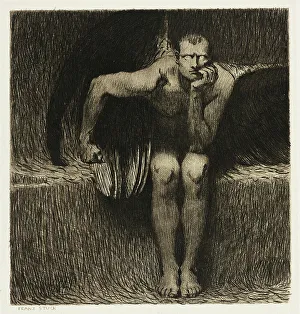 Satan Prints: Lucifer, c. 1890. Creator: Franz von Stuck