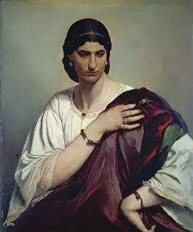 Neo Classical Prints: Lucrezia Borgia; Portrait of a Roman woman in white tunic and red robe