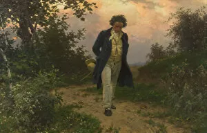 Beethoven Gallery: Ludwig van Beethoven on a walk, ca 1901. Creator: Schmid, Julius (1854-1935)