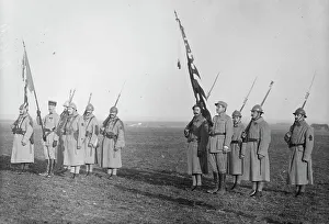 Landing Ground Prints: Lufberry at Guynemer Memorial, 1917 or 1918. Creator: Bain News Service