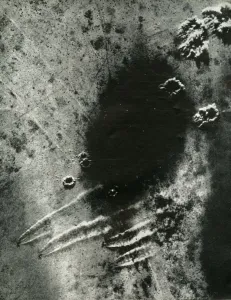 Air Force Prints: The Luftwaffe scrambles as Bostons of the S. A. A. F. c1942-1943, (1945). Creator: Unknown