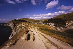 Channel Prints: Lulworth Cove Looking West to Dungy Head, Dorset, 20th century. Artist: CM Dixon