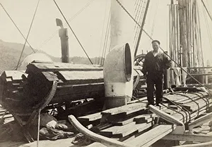 Clipper Prints: Lumber for the Anadyr Expedition on the Booms Deck, 1889. Creator: Unknown