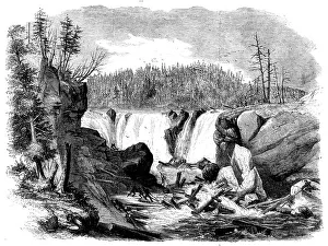 Falls Prints: Lumbering in New Brunswick - Driving Logs down the Falls of the St