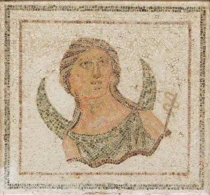 Selene Prints: Luna, Goddess of the Moon. Roman Mosaic, 3rd cen. AD. Creator: Classical Antiquities