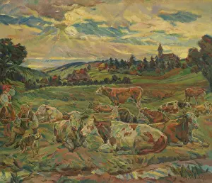 1929 Prints: Lunch of a Cowherd, 1929-1930. Creator: Gustav Mally