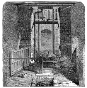 Industrial Accident Prints: The Lund Hill Colliery Explosion: Mouth of the Downcast Shaft, 1857. Creator: Unknown