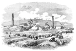 Industrial Accident Prints: Lundhill Colliery, Barnsley, the Scene of the Recent Explosion, 1857. Creator: Unknown