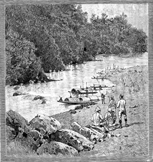 Burma Prints: With the Lushai Expedition: encampment at Outan Chitra