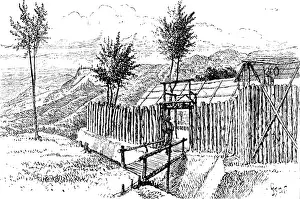 Mizoram Assam India Prints: The Lushai Expedition: main entrance of Fort Langleh