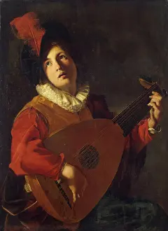 Neck Ruff Prints: Lute Player, 1650. Creator: Nicolas Tournier