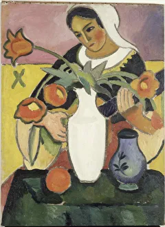 Centre Georges Pompidou Gallery: The Lute Player, 1910. Creator: Macke, August (1887-1914)