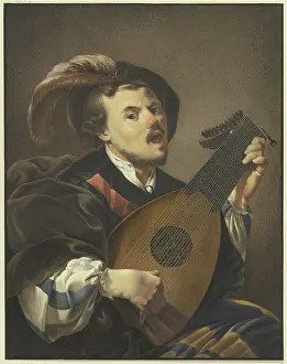 Wove Paper Prints: A lute player, c1800-1844. Creator: Johann Friedrich Morgenstern